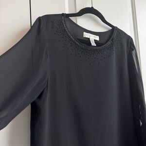Valerie Stevens Beaded Black 100% Silk Blouse Vintage | Size L